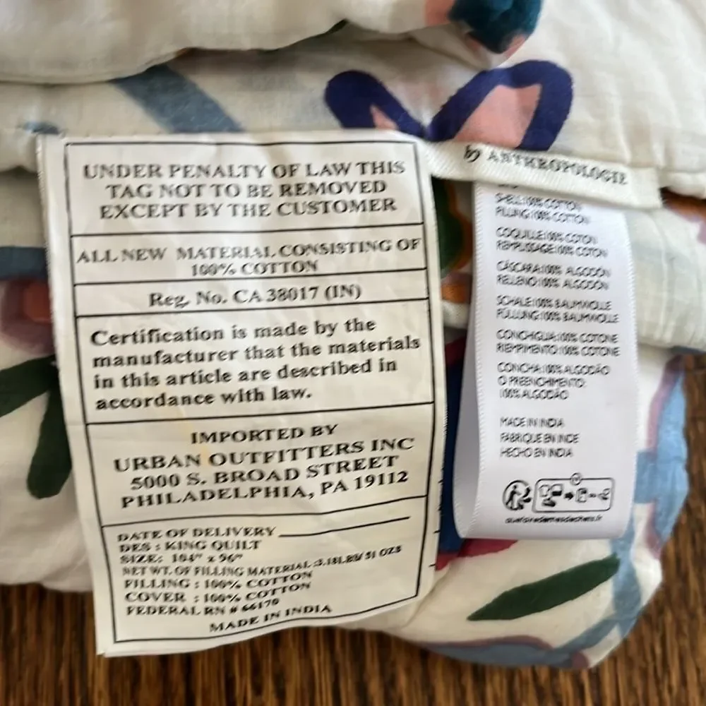 Gertrude Handcrafted Quilt By Anthropologie King Quilt size: 104” x 96”